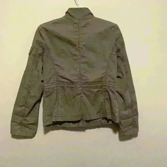 Ann Taylor LOFT Womens Small Utility Jacket Cotton Pockets Button Olive Green - Picture 2 of 3